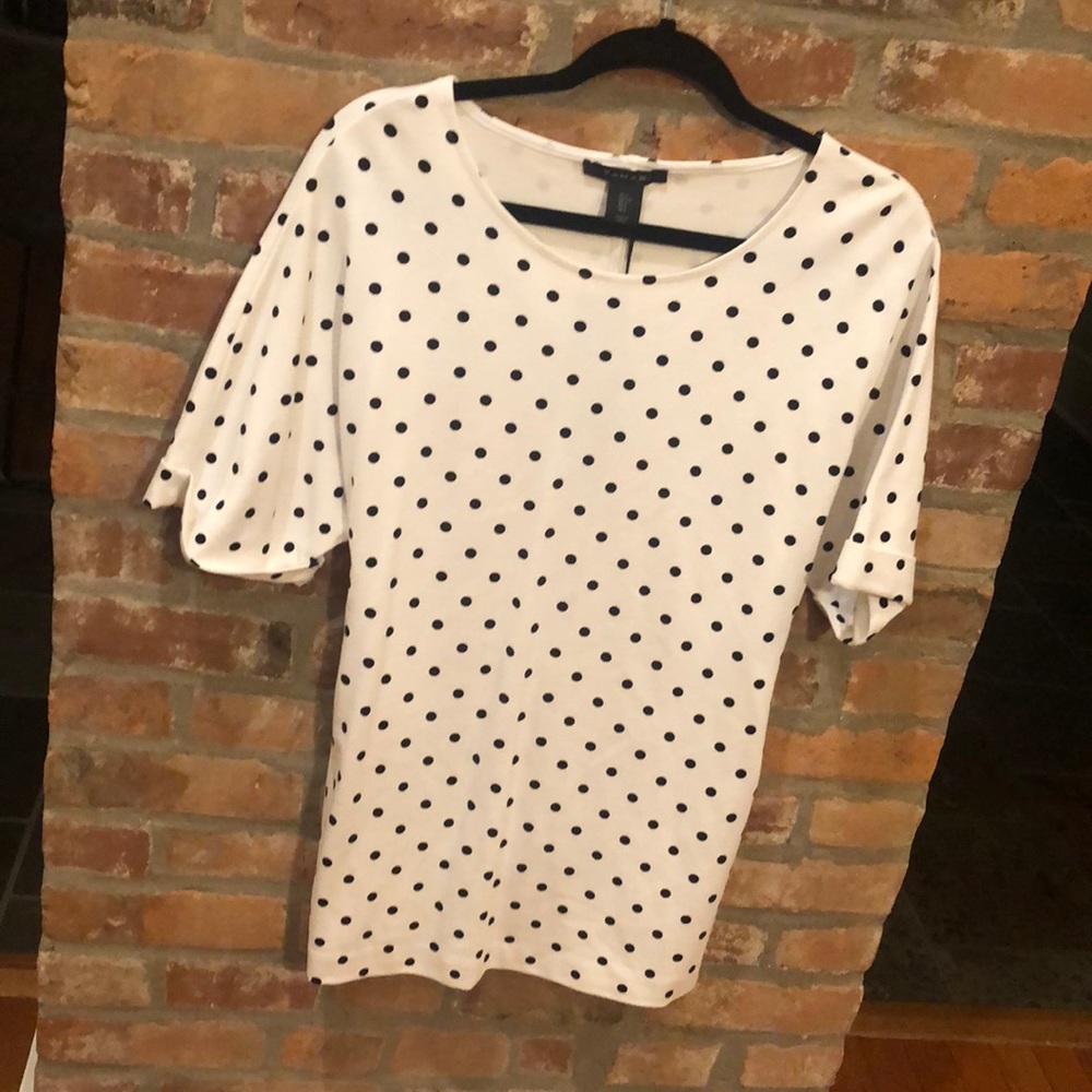 Tahari polka dot tie waist top